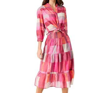 NIC+ZOE Sunset Plaid Cotton Girlfriend Shirt & Skirt Matching Set, size M